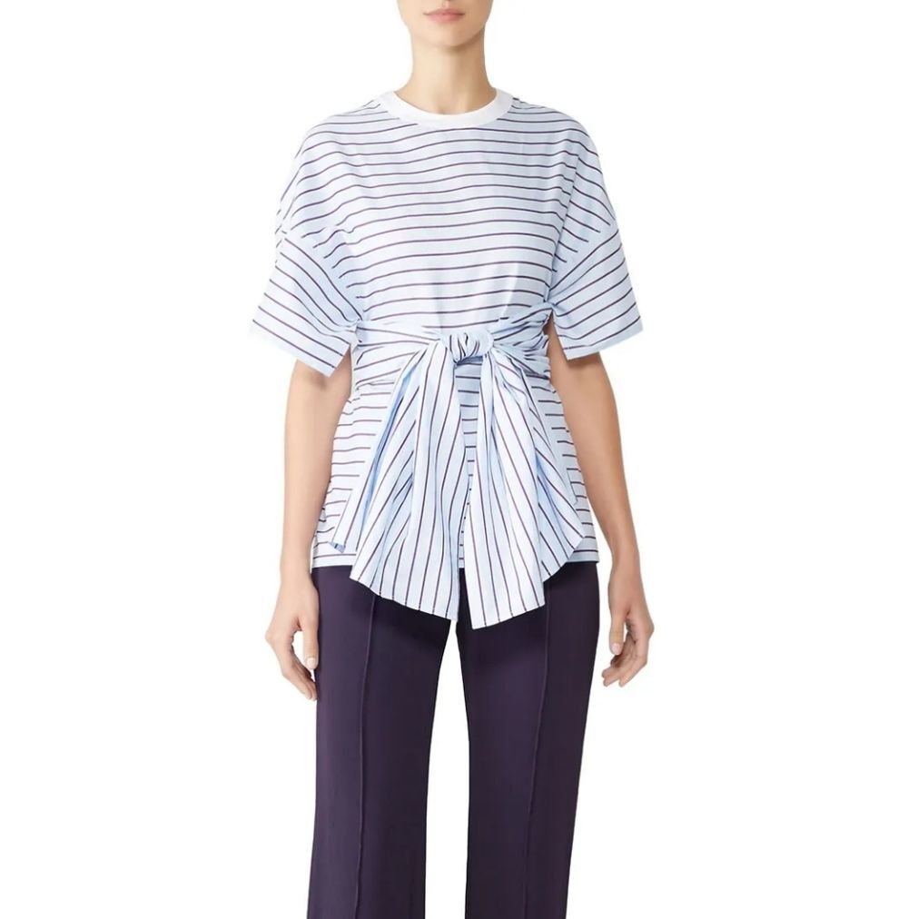 Rosetta Getty Blue Striped Cape Back Top Size 0